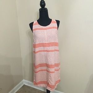 Old Navy Coral And White Linen Blend Dress Size M NWT